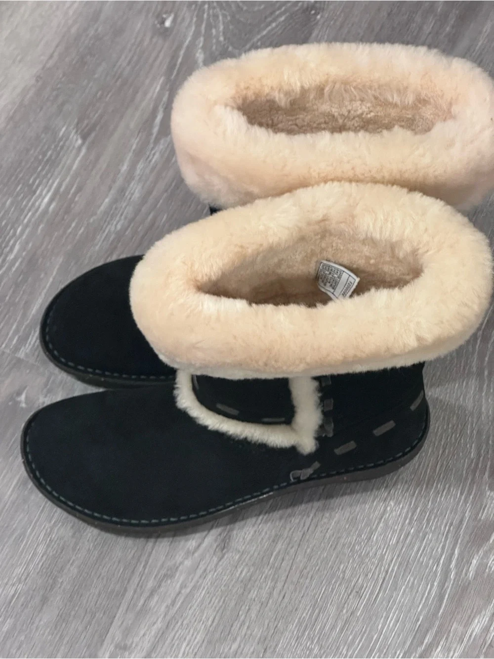 UGG Black Suede Tall Shearling-Lined Winter Boots